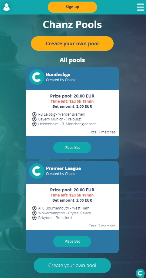 chanz mobile pools page